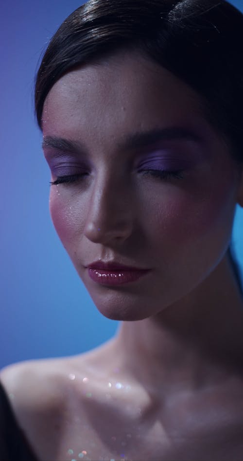 Close up of a Woman with Vibrant Eye Shadow