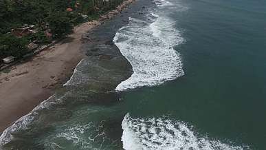 high angle shot of the sea shore