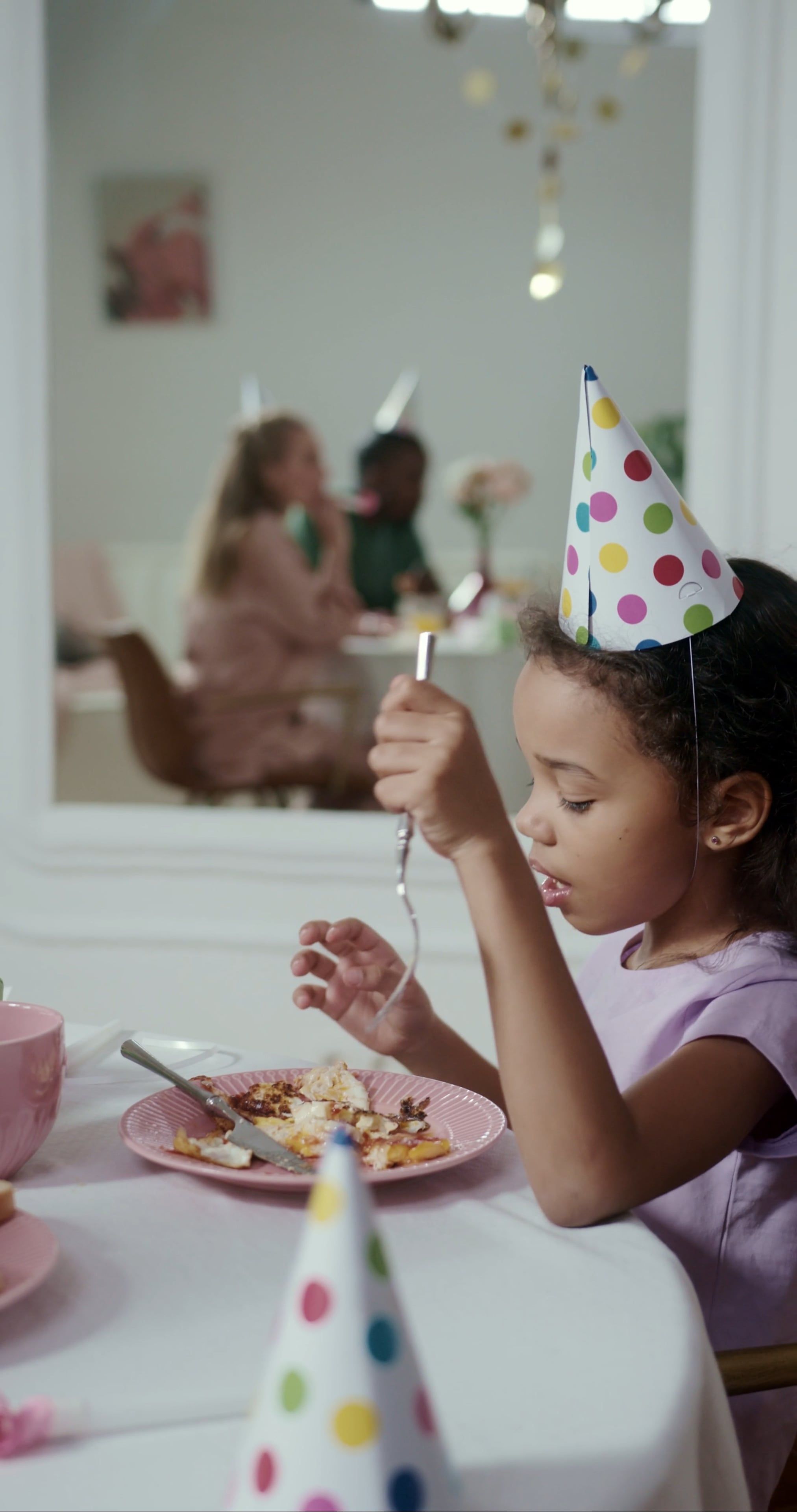 Smiling Little Girl Using Party Blower Free Stock Video Footage ...