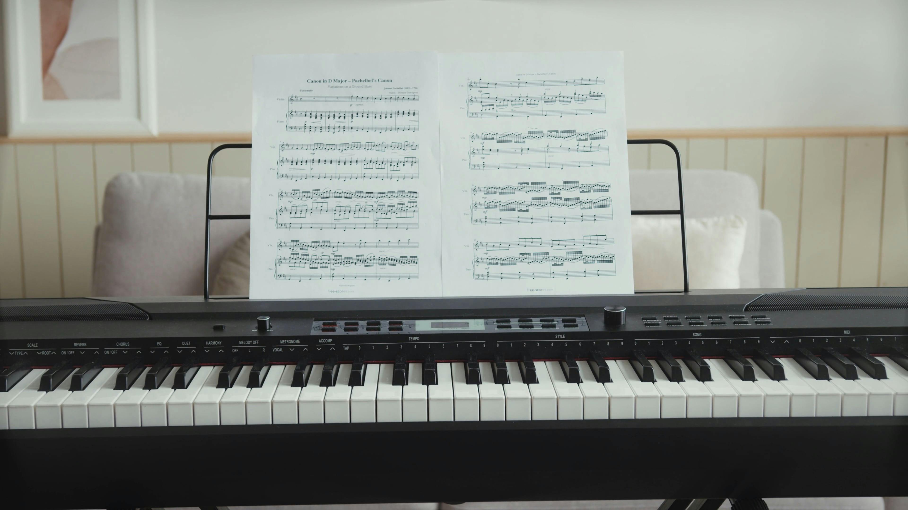 Electronic Keyboard and Musical Sheets Free Stock Video Footage
