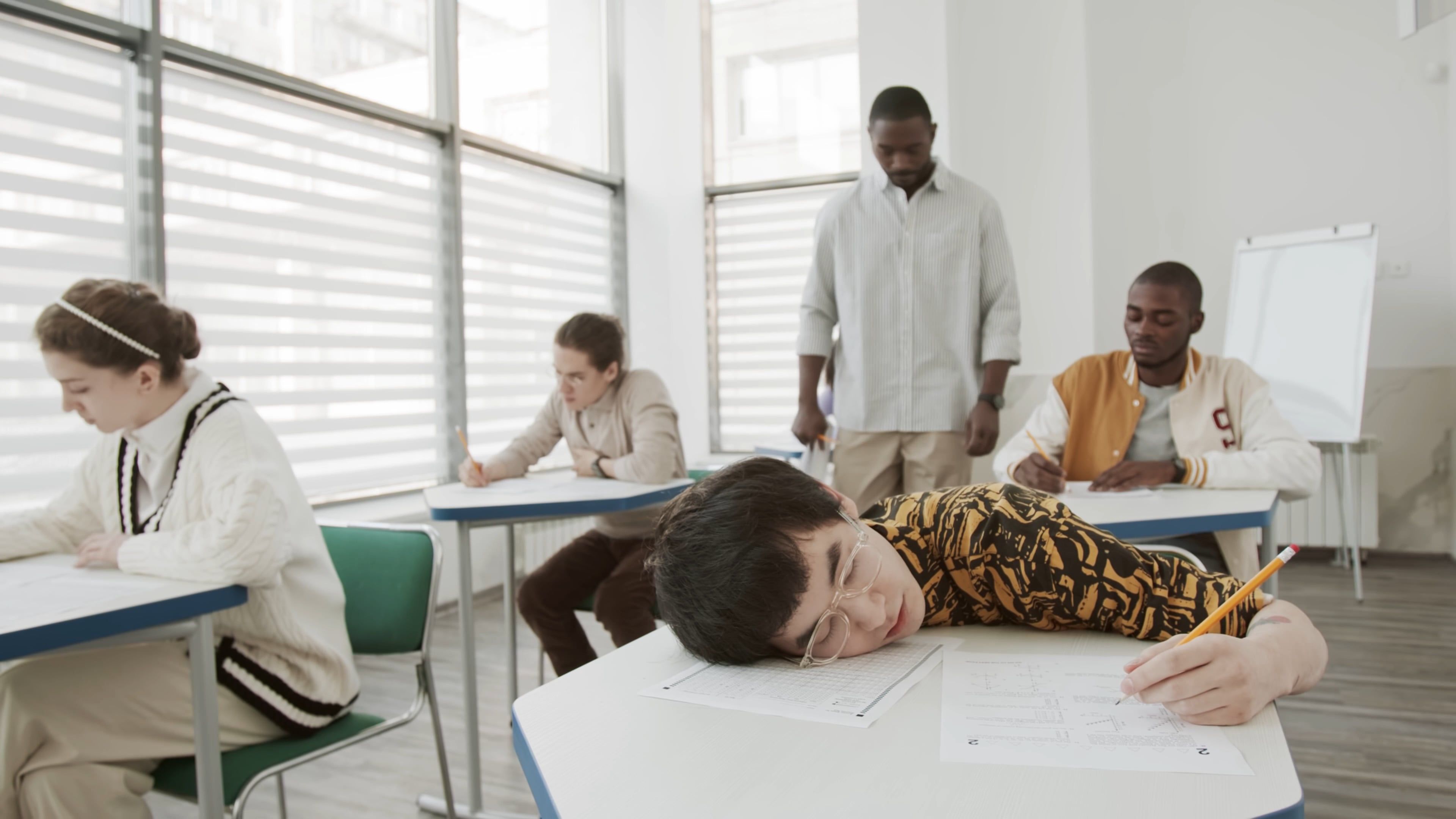 Student Sleeping in Classroom \u00b7 Free Stock Video