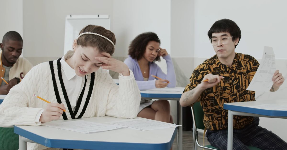 Testee People Taking Examination in Classroom Free Stock Video Footage ...