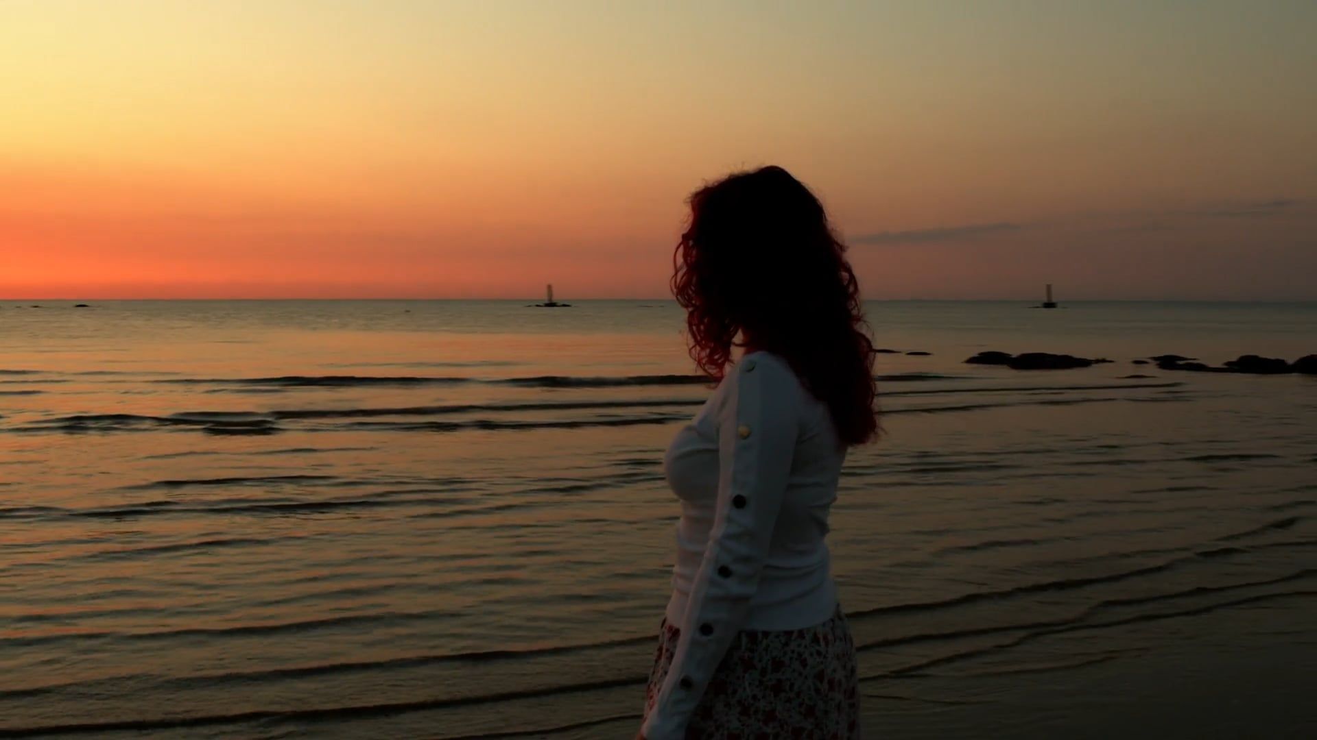 Woman Staring at Beach Sunset · Free Stock Video