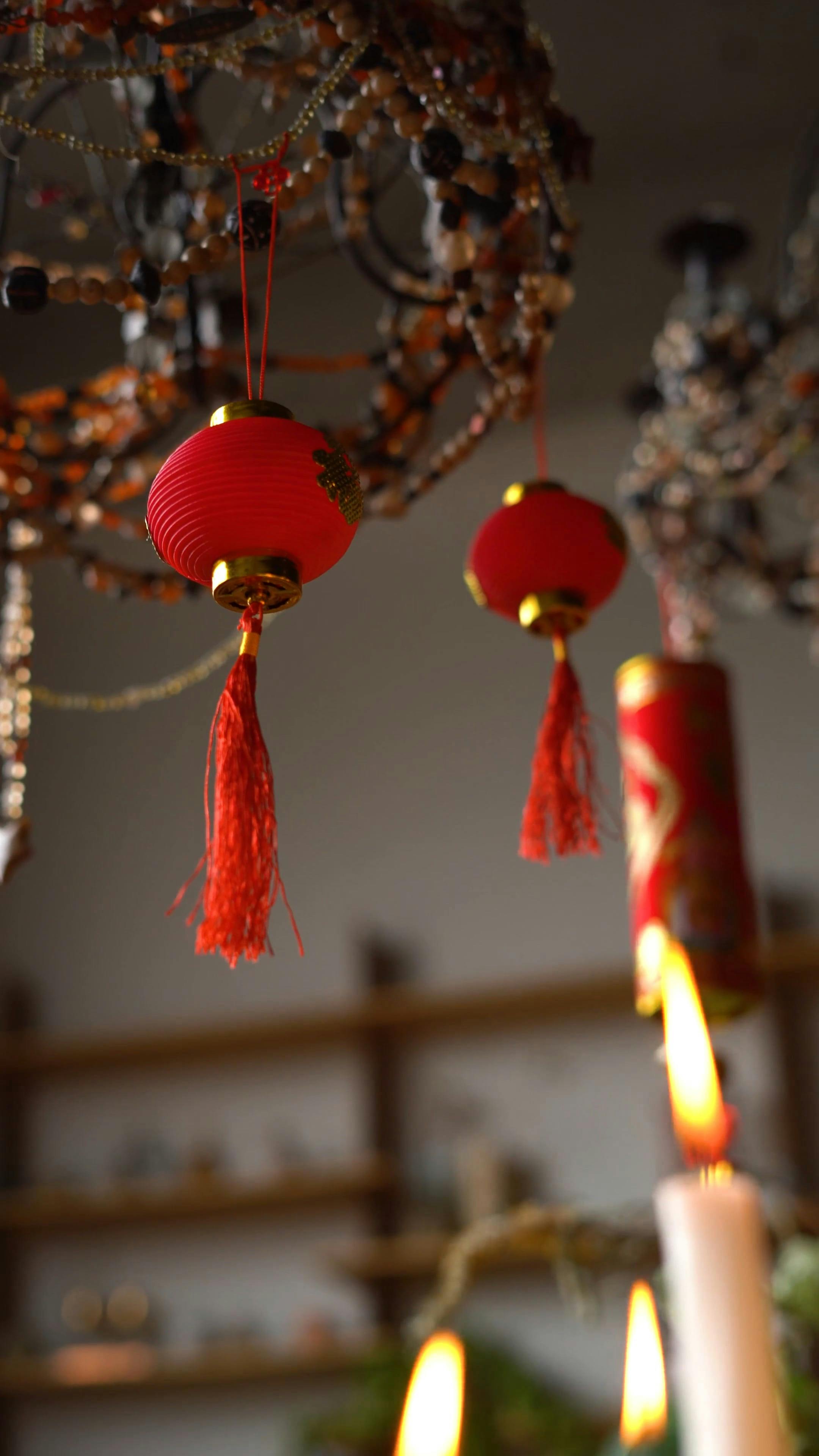 Chinese New Year Decorations On Display · Free Stock Video