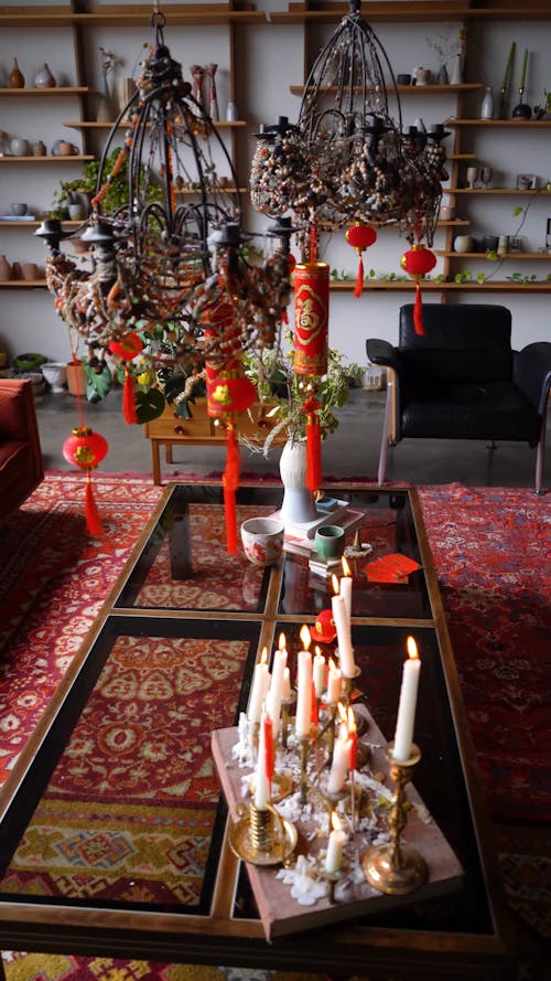 Chinese New Year Decorations On Display In The Living Room · Free Stock ...