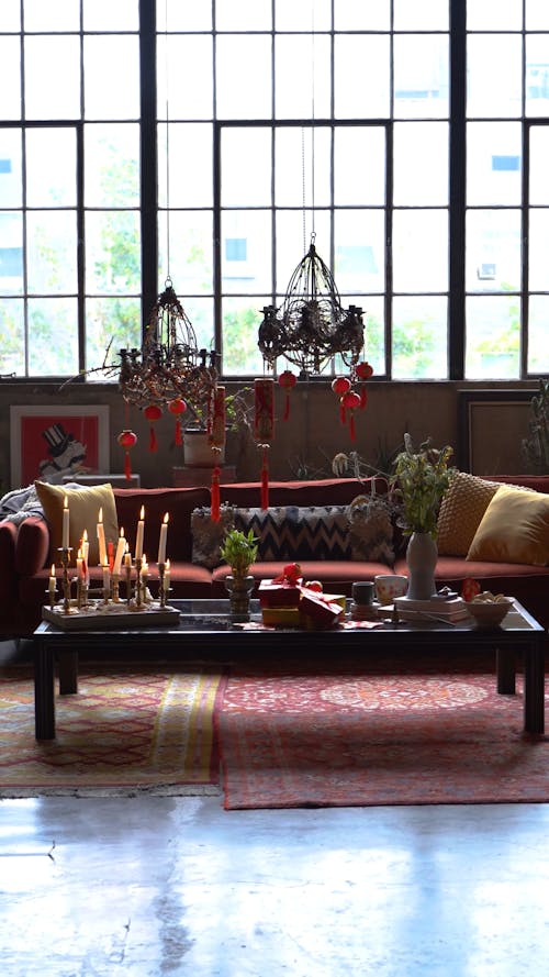 Chinese New Year Decorations On Display In The Living Room · Free Stock ...