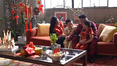 A Family Celebrating The Chinese New Year
