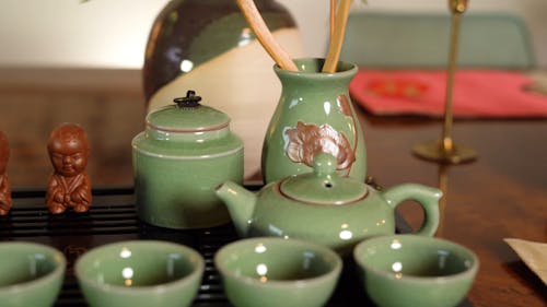 Tea Set Arrange On A Tray