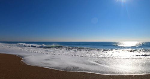 Beautiful Scenery of Ocean Waves Crashing on the Shore