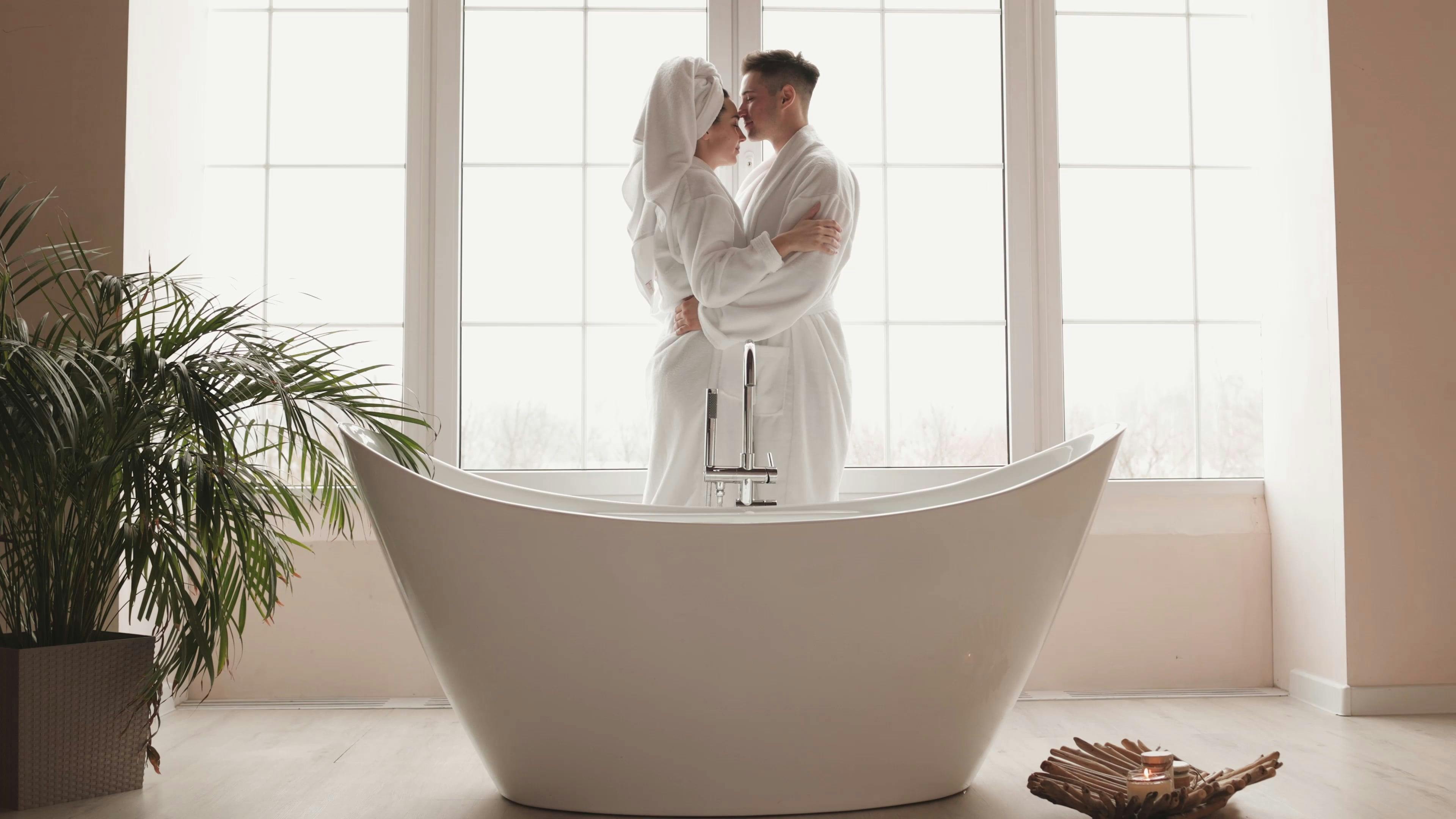 A Couple Kissing while Dressed in Bathrobes Free Stock Video Footage,  Royalty-Free 4K & HD Video Clip