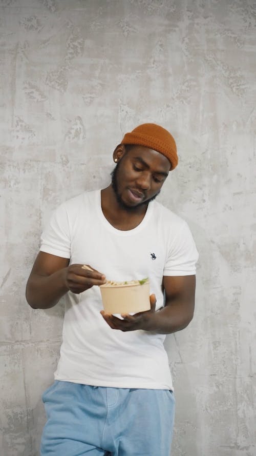 A Man Eating Healthy Food