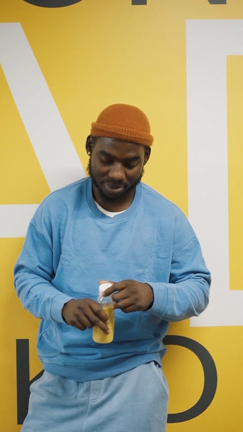 A Man Drinking Healthy Juice Drink