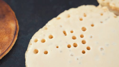 Close up Shot of a Pancake Cooking in a Pan