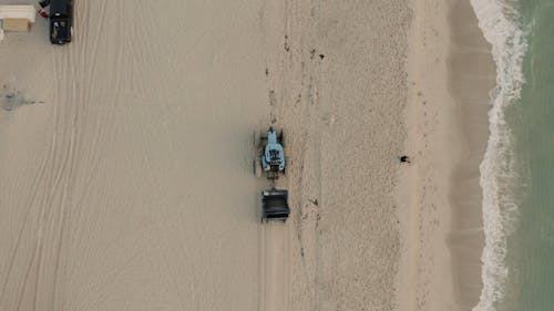 Top View of Tractor on the Beach