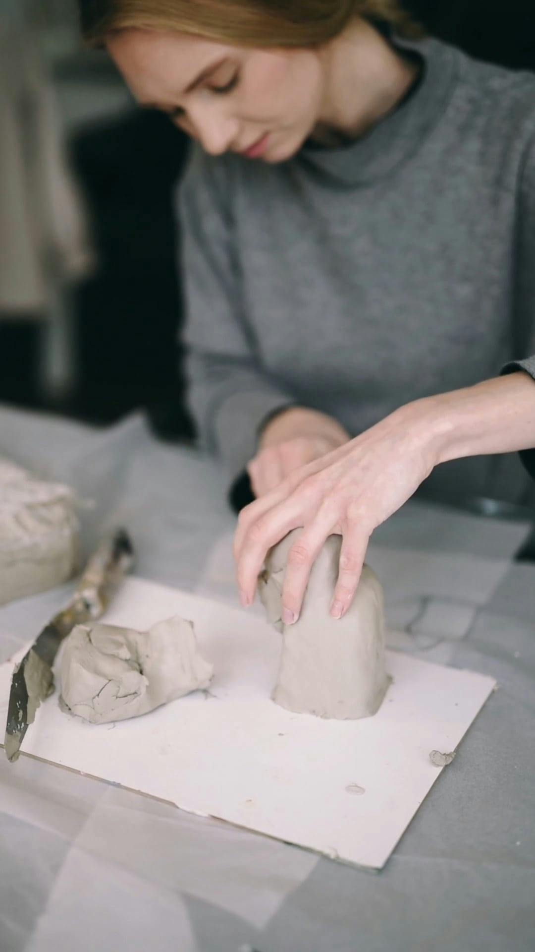 Person Sculpting a Clay · Free Stock Video