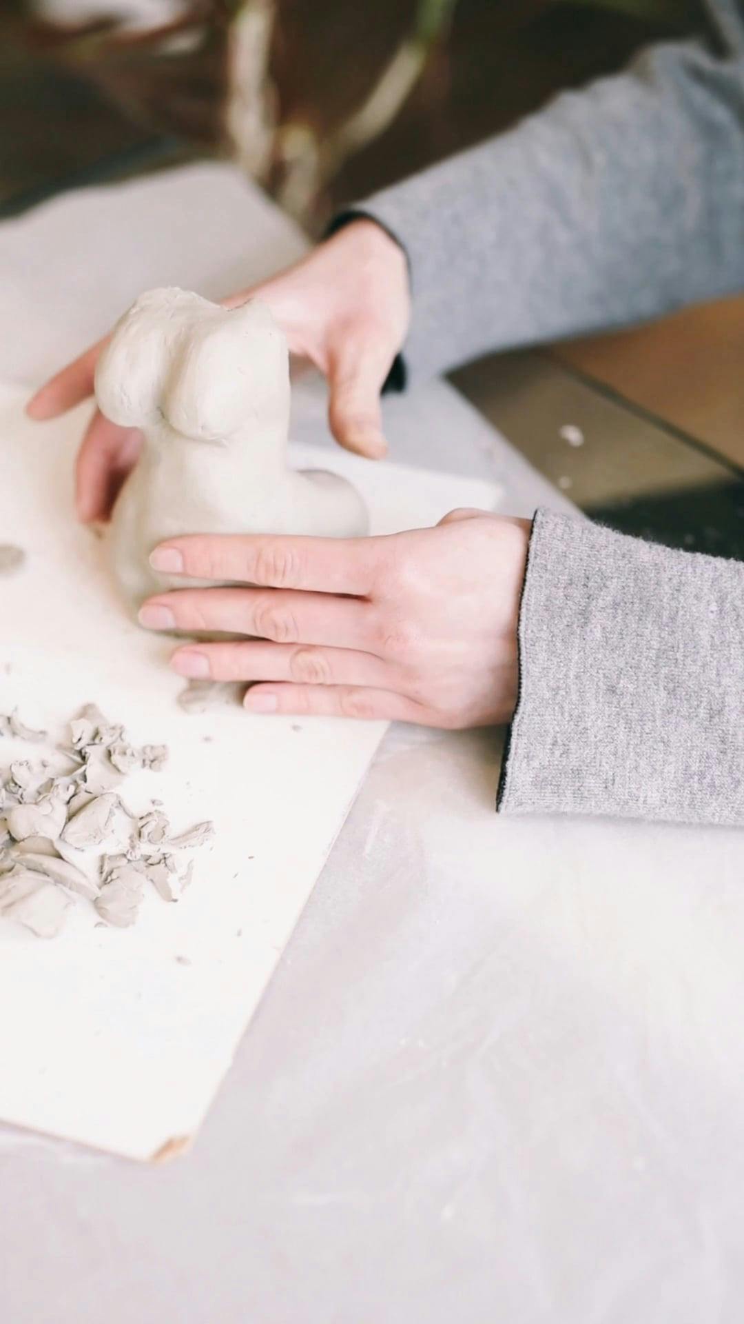 Person Sculpting a Clay · Free Stock Video