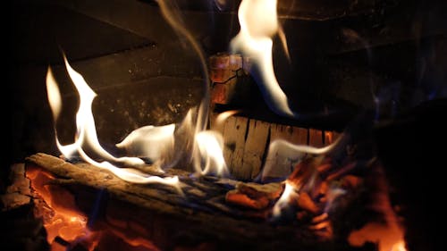 Close Up of Burning Firewood