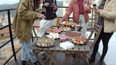 a roof top gathering with friends