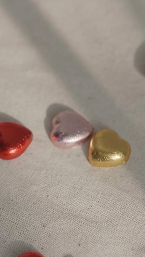 Close-Up View of Heart-Shaped Chocolates