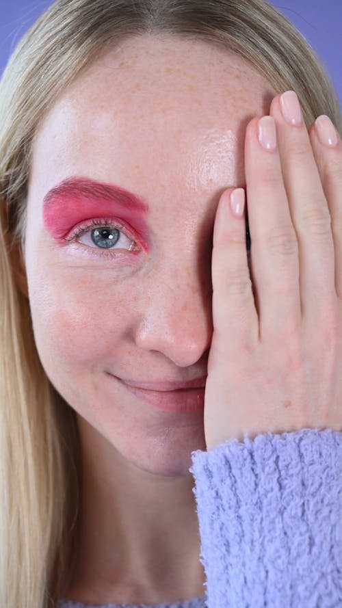 Portrait of Woman With Pink Makeup