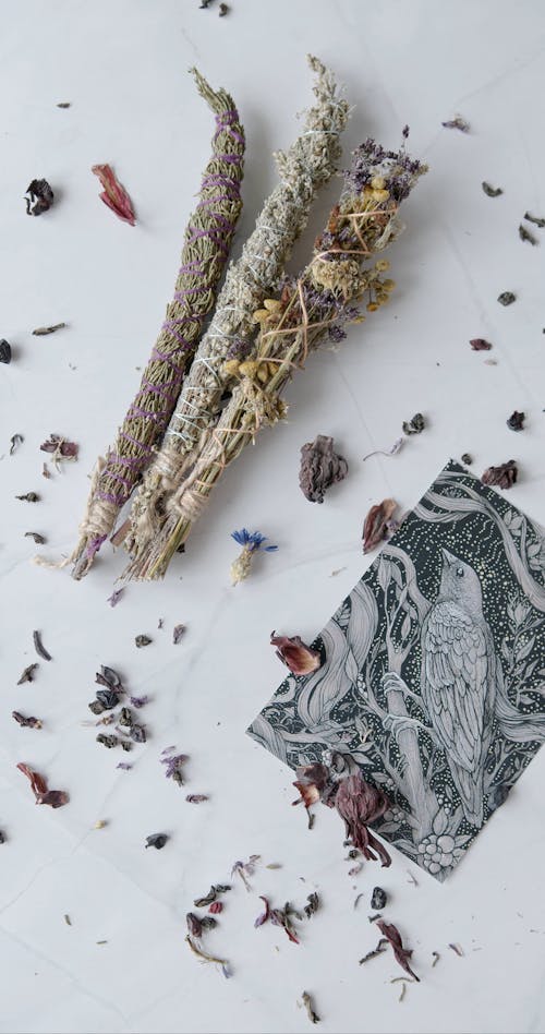 Dried Flowers and Grass as Incense