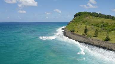 waves crashing on rocky shore