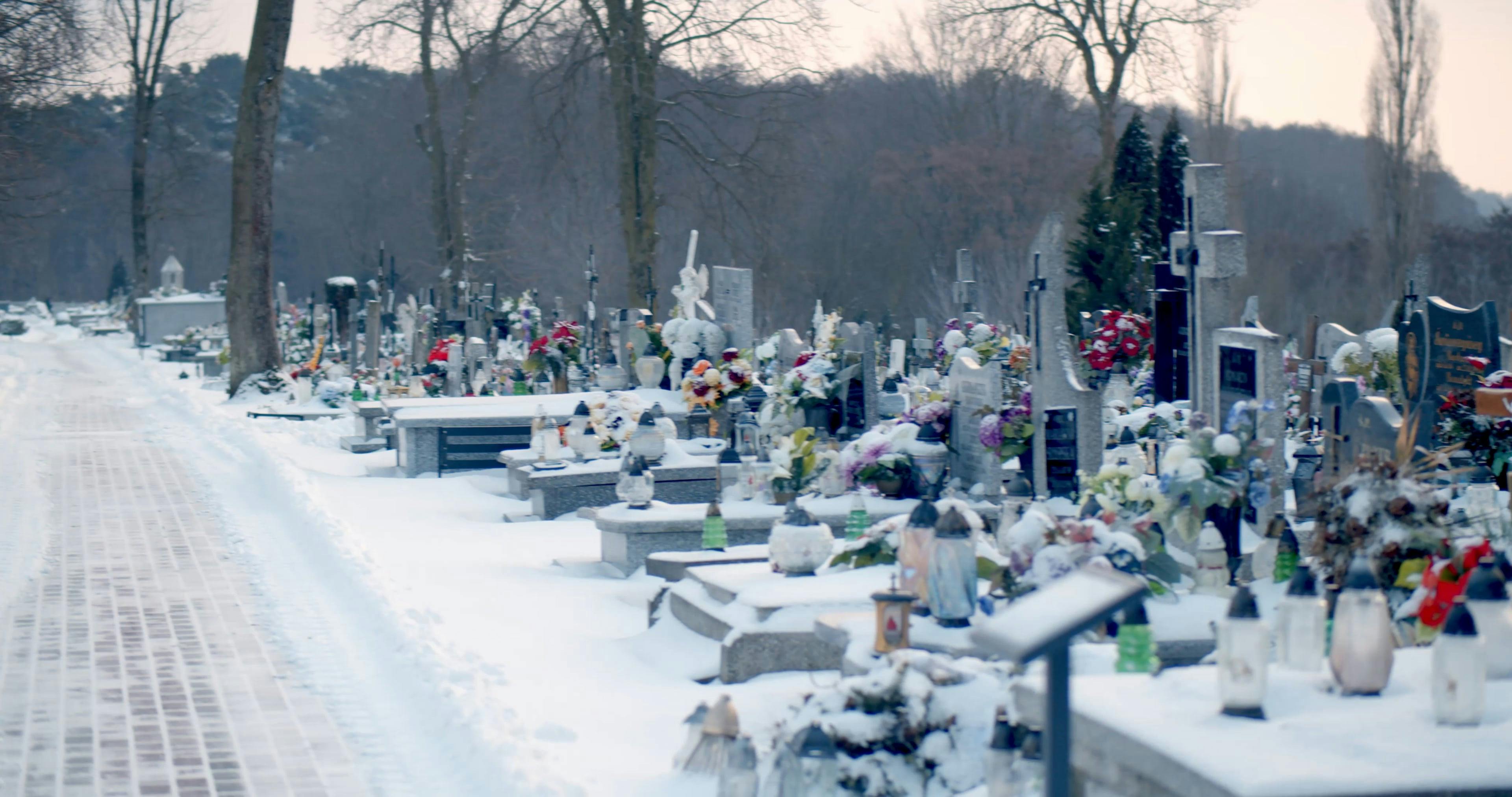 Shot of a Cemetery in the Winter · Free Stock Video