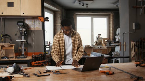 Woodworker Busy at Work