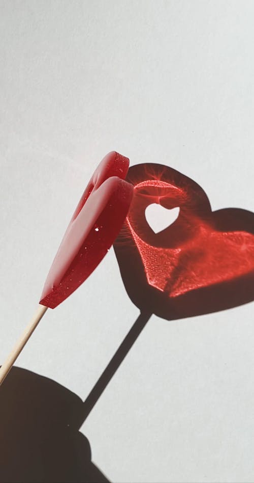 Close-Up View of a Heart-Shaped Lollipop