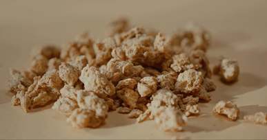 uncooked soy meat on wooden table