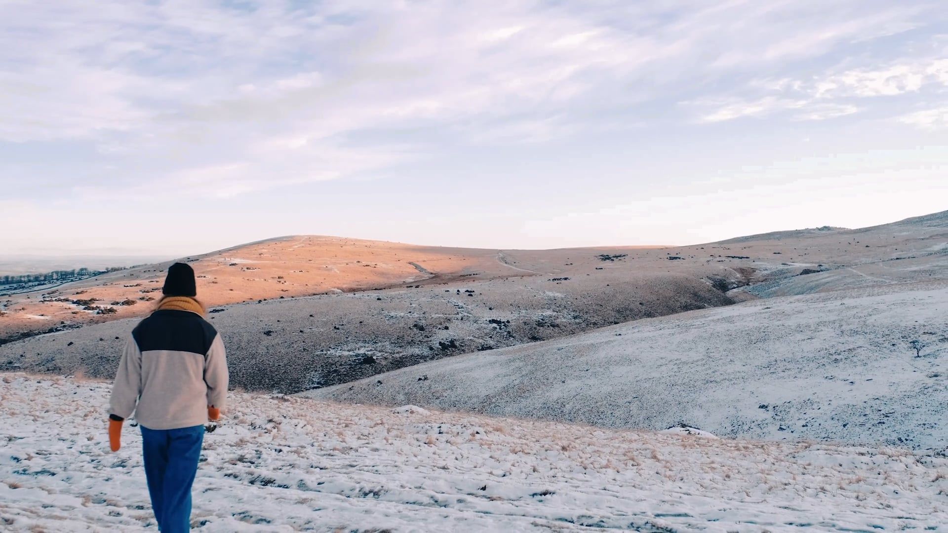 Back View of a Person Walking on the Snow Free Stock Video Footage ...