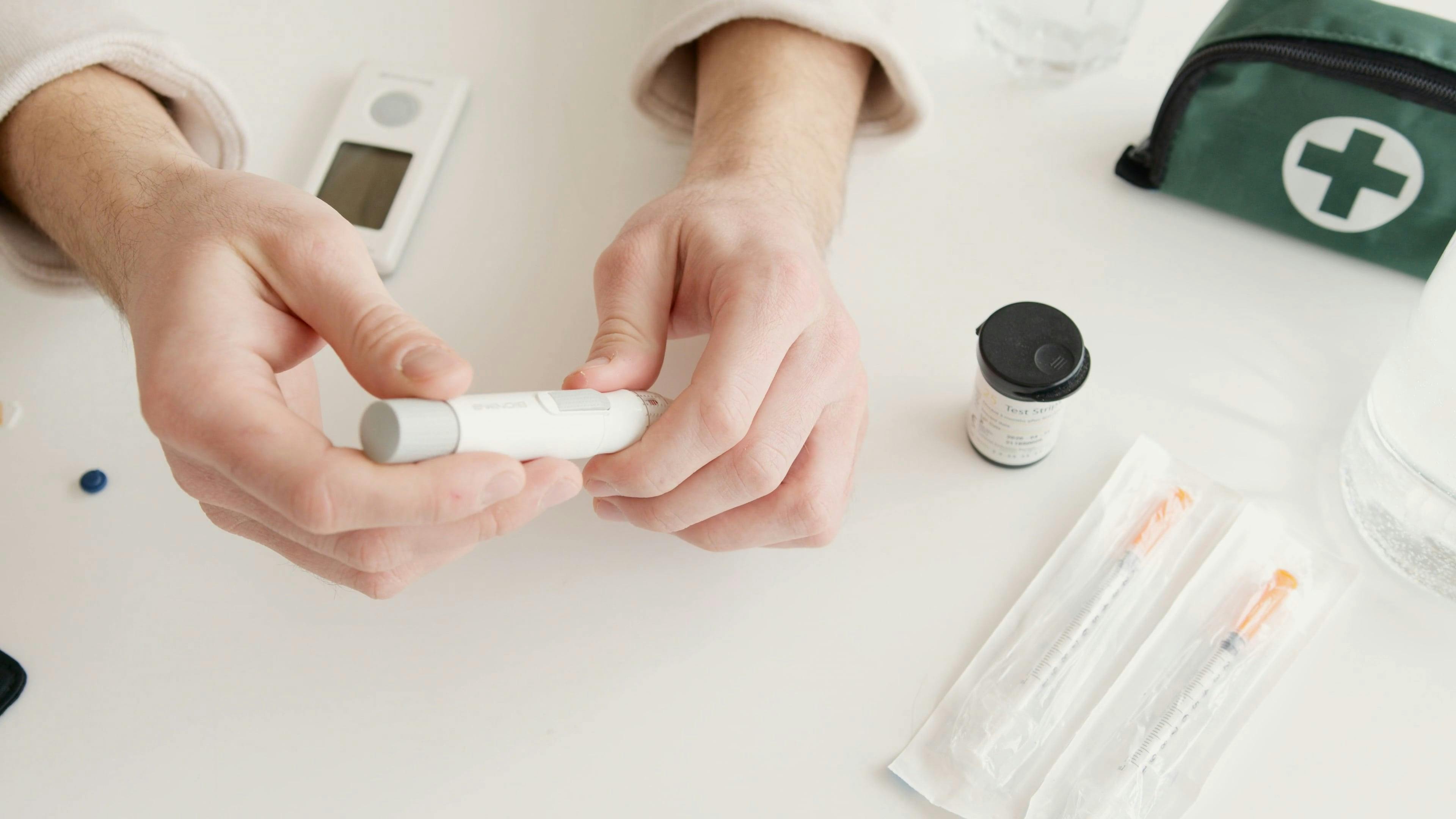 Using a Lancet Pen On A Fingertip · Free Stock Video