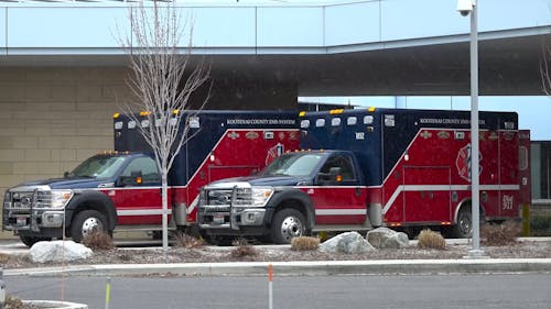 Ambulances Parked at a Hospital
