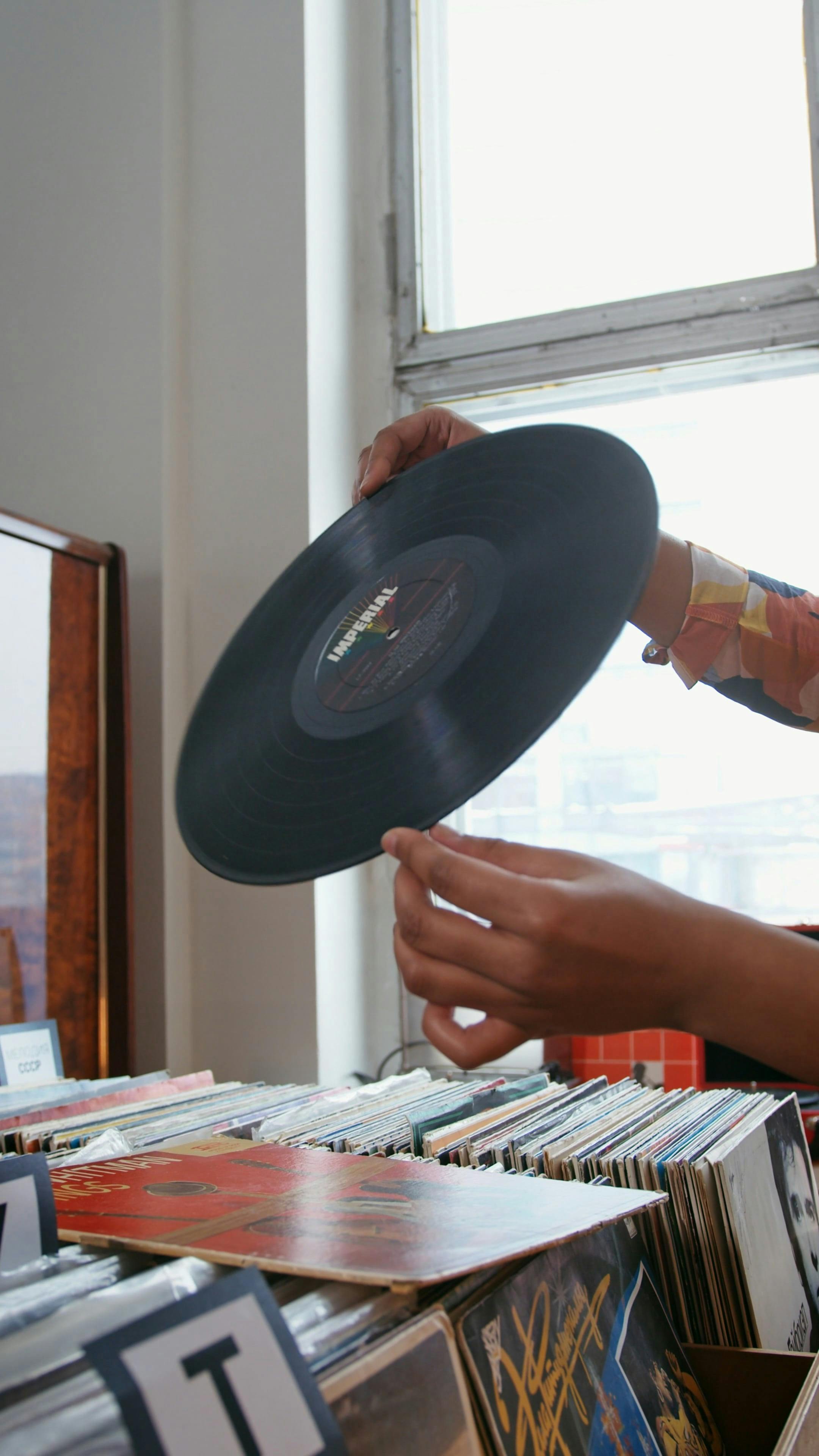 A Man Choosing a Vinyl Record · Free Stock Video