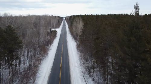 Drone Footage of a Road during Winter