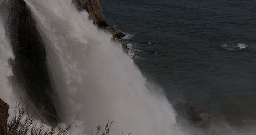 Waterfall Flowing Into Sea