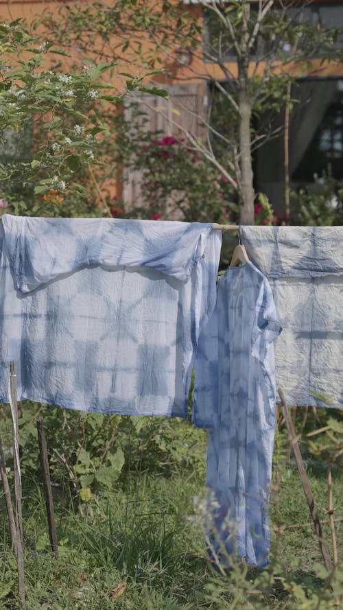 Laundry Hanging on a Clothesline to Dry