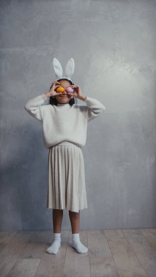 A Young Girl with a Bunny Ears 