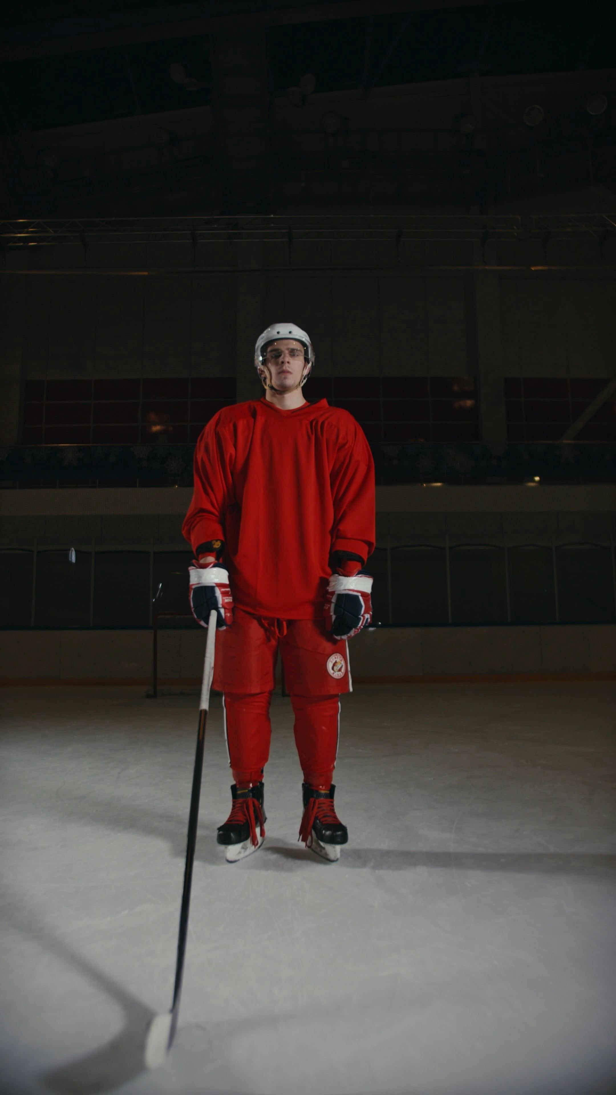 Hockey Player Standing in the Ice · Free Stock Video