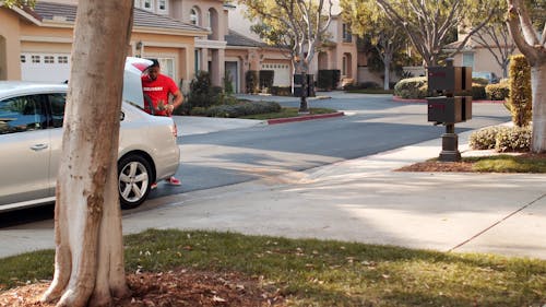 Man Delivering Plants to a House