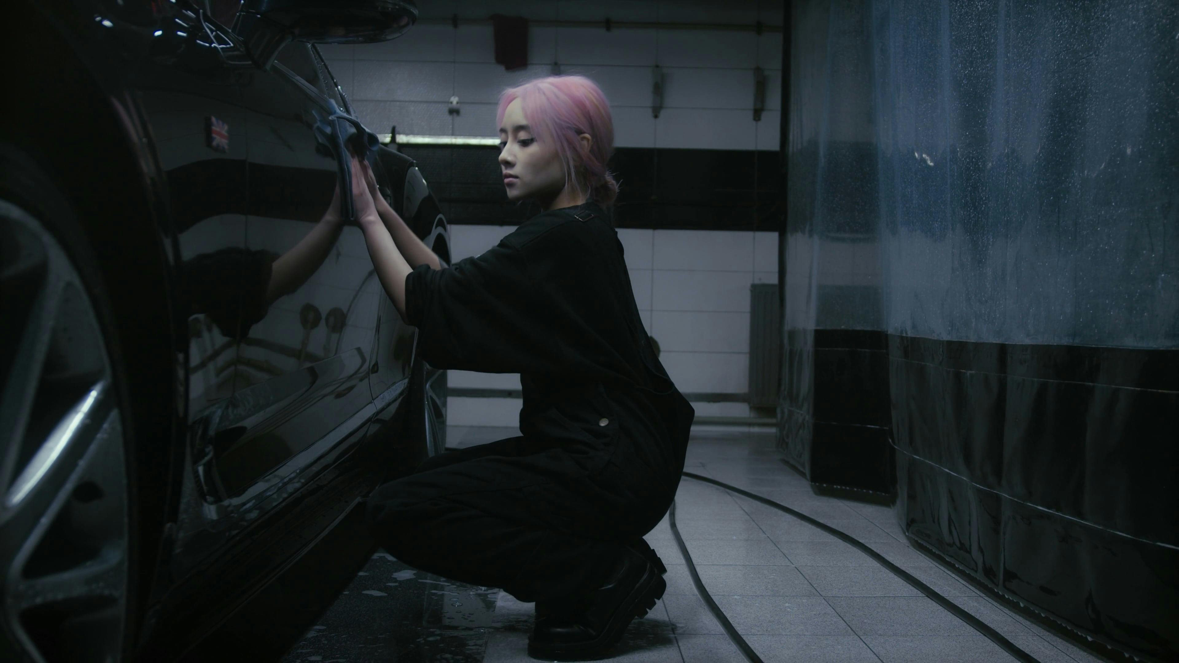 A Young Woman Cleaning a Car · Free Stock Video