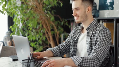 Man Having Video Call Meeting