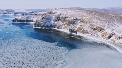 A Drone Footage of a Coastal Area of Arctic Ocean