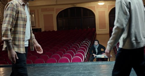 A Director Supervising The Actors Rehearsals