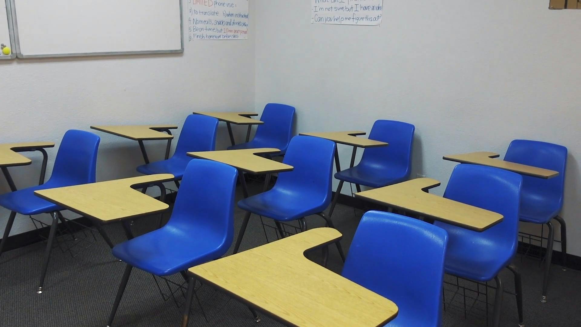 Student Desks Inside The Classroom · Free Stock Video