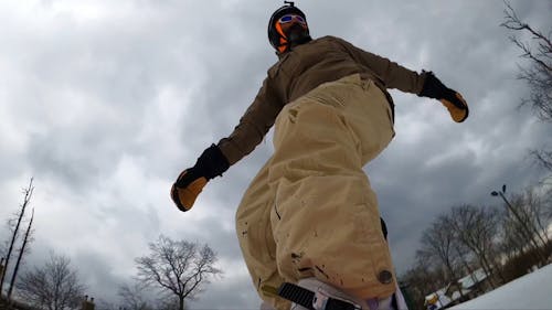 Low Angle View of a Man Snowboarding