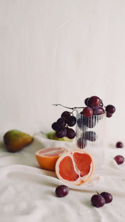 Fruits on a Cloth and Glass