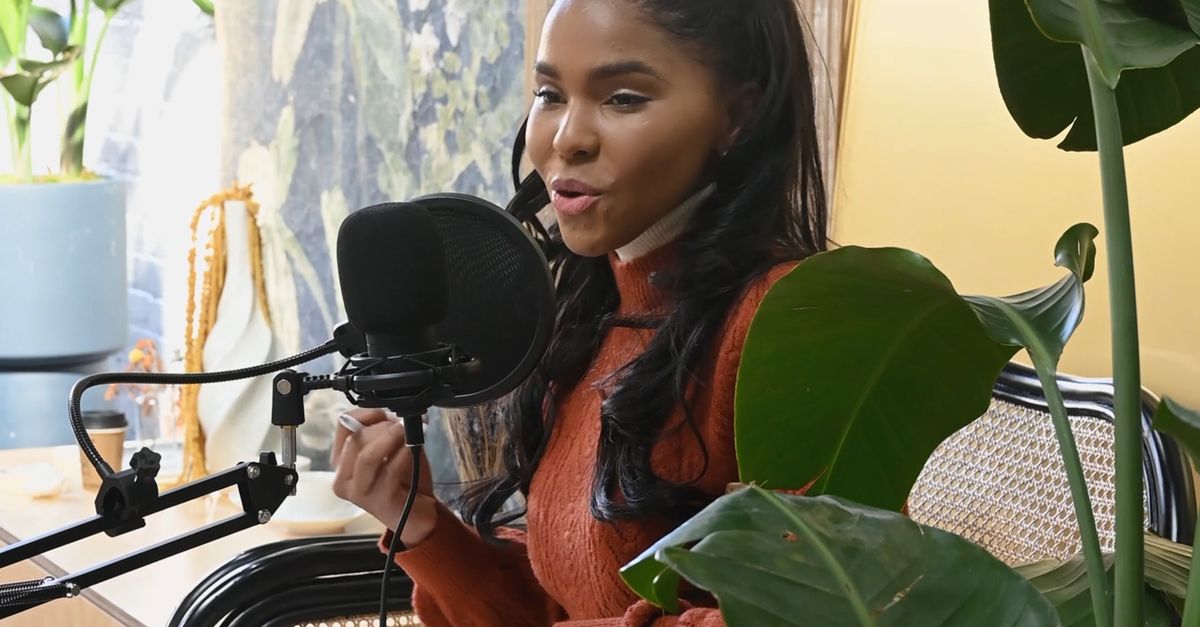 Lady Host Example A Female Host Recording a Podcast Free Stock Video Footage, Royalty ...