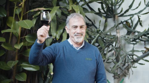 A Man Raising a Glass for a Toast