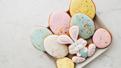 Easter Cookies in a Ceramic Tray 